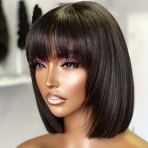 앞머리가 있는 직선 짧은 밥 가발 베트남어 100% 인간의 머리카락 더블 그려진 밥 가발 글루리스 스트레이트 가발 판매 정리 180%