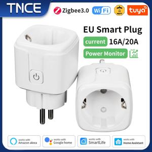 TNCE 투야 EU 플러그 지그비3.0 또는 와이파이 16/20A 어댑터, 전력 모니터링 기능이 있는 스마트 소켓, 타이머 콘센트, 음성 알렉사 구글 홈 앨리스 지원