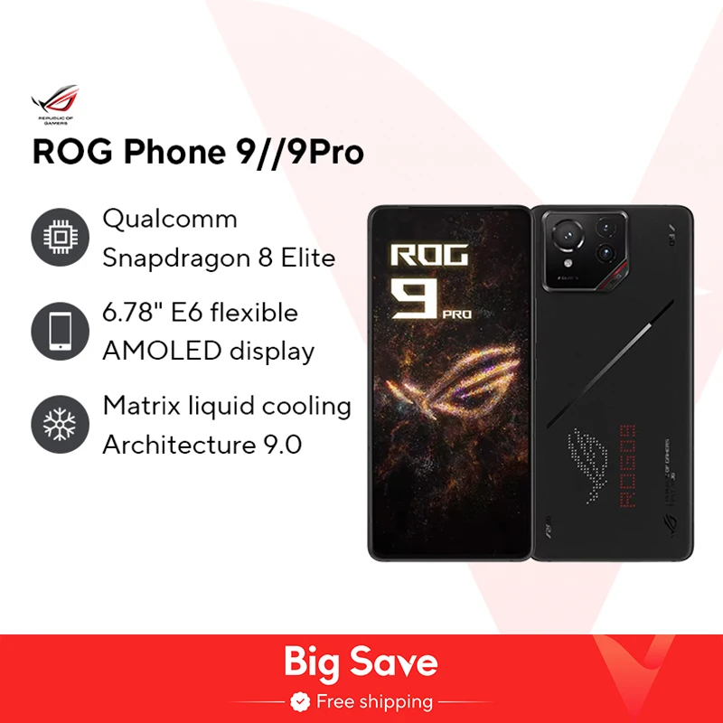 월드 프리미어 ASUS ROG 폰 9 5G 스마트폰, 스냅드래곤 8 엘리트, 6.78 인치 185Hz AMOLED 디스플레이, ROG 9 프로, 5800mAh NFC 휴대폰
