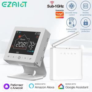 스마트 무선 온도 조절기 가스 보일러 난방실 RF433 WiFi Tuya 온도 컨트롤러 및 수신기 USB 배터리 구동 Google