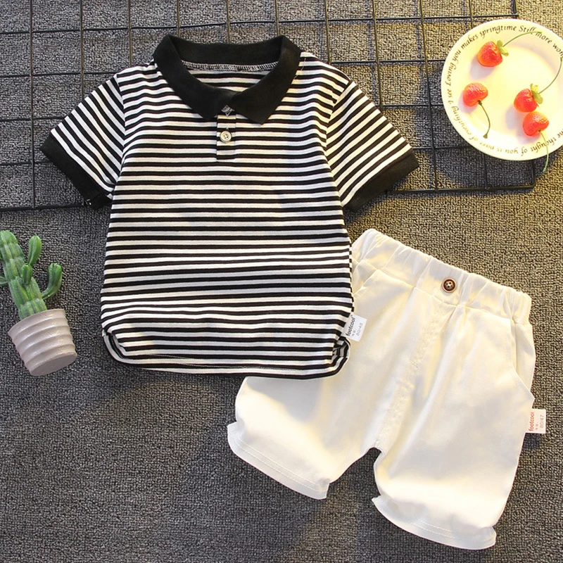 아동 의류 어머니 아동 의류 아동 세트 소년 티셔츠 반바지 여름 코튼 반팔 패션 Suit2PCS