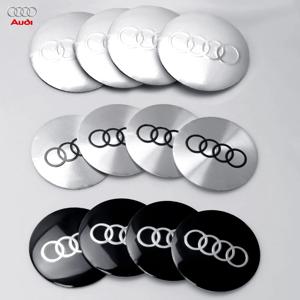 4pcs 56/60/63/65/68mm 휠 센터 캡 스티커 자동차 허브 커버 장식 아우디 S RS A3 A4 B8 8P 8V A6 A5 Q5 B7 B6 B9 Q7 A1 A7