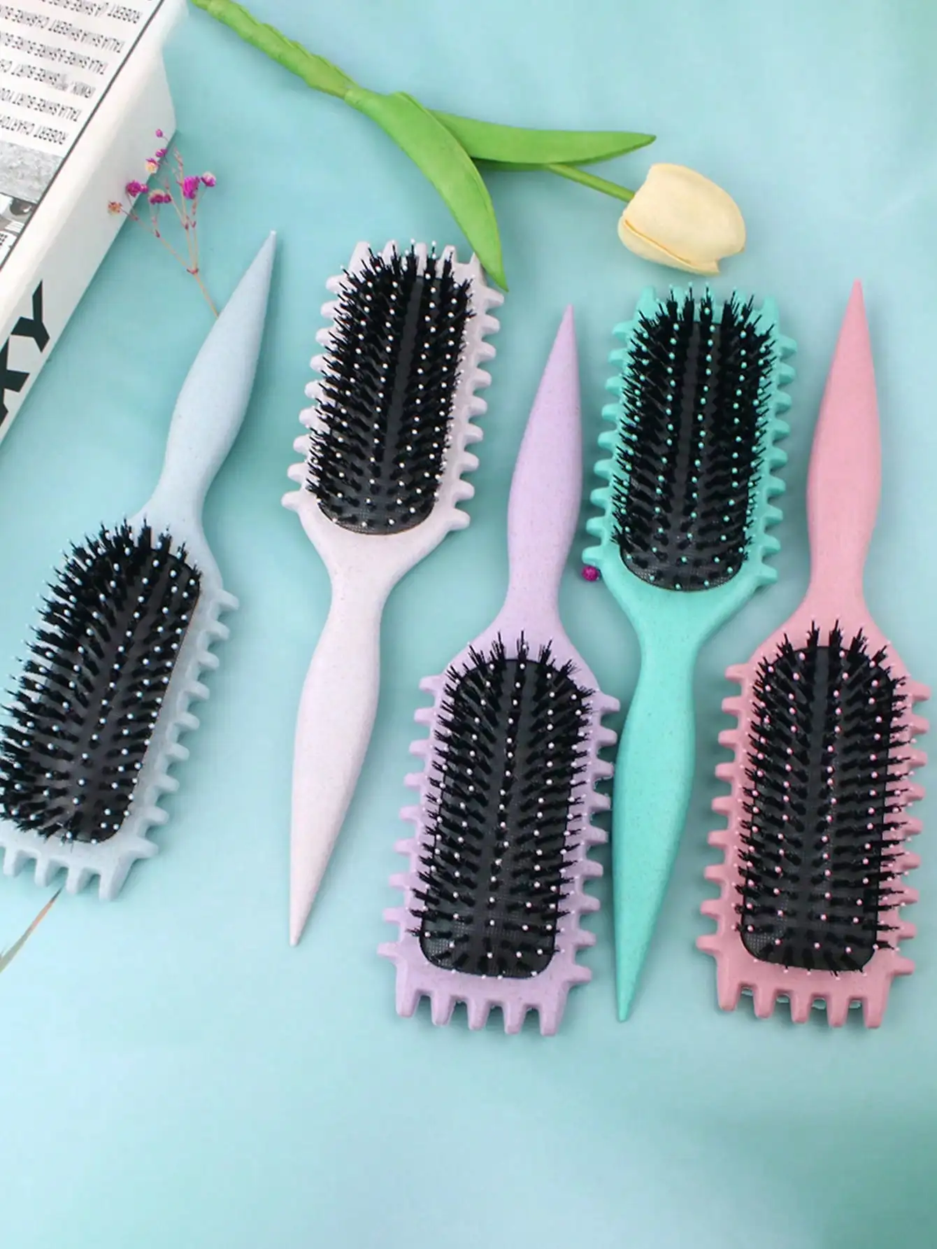 1PCS 곱슬 머리 정의 스타일링 브러시 주름 제거 헤어 브러시 얽힌 젖은 곱슬 머리 빗 스타일링 곱슬 머리 도구