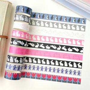 3m 한국어 Ins 귀여운 만화 토끼 펭귄 Washi 테이프 스크랩북 저널 DIY 조경 스티커 Kawaii 테이프 장식 소녀를위한
