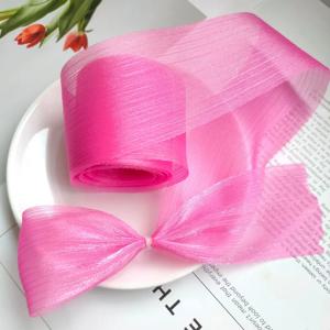 5M 6cm 와이드 Pleated 쉬폰 리본 Tulle 원사 보우 리본 DIY Hairwear 꽃다발 선물 포장 리본 웨딩 파티 용품