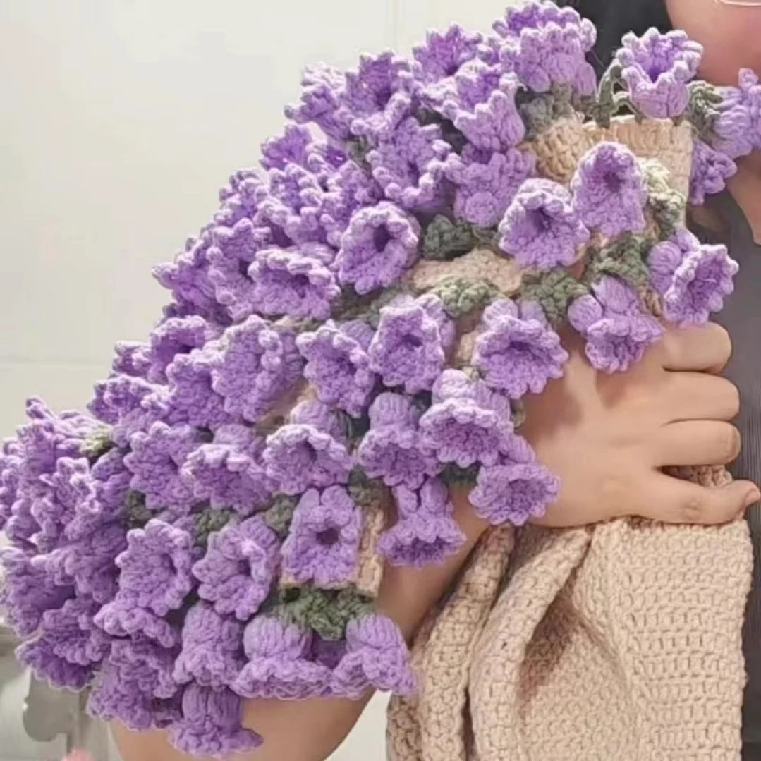 창의적인 DIY 뜨개질 재료 키트 꽃다발 담요 원사 바늘 뜨개질 종려꽃 장미 담요 꽃다발 선물