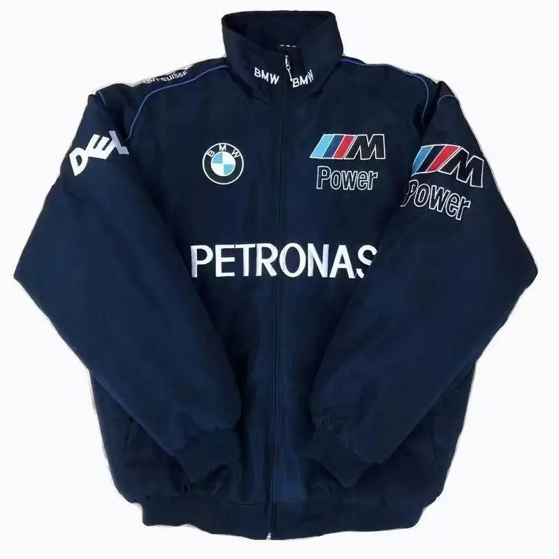 F1 레이싱 슈트, 대학 스타일, 복고풍 가을 재킷, 캐주얼 재킷, BMW 사이클링 풀 자수 야구 재킷