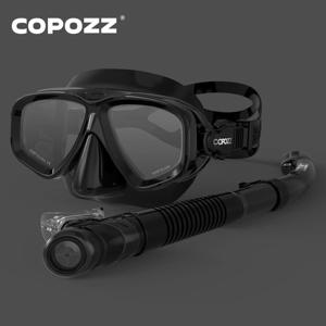COPOZZ 2024 스쿠버 다이빙 마스크 세트 스노클 안경이있는 안개 방지 고글 여성용 조절 가능한 스트랩 남성용 성인 수영 마스크