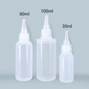 10Pcs 30-100ml 빈 플라스틱 접착제 병 나사 뚜껑이있는 PE 소재 잉크 오일 안료 컨테이너에 대 한 액체 드롭 병을 짜내십시오