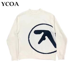 여성 스웨터 Aphex 트윈 니트 겨울 오버 사이즈 빈티지 긴 소매 탑 점퍼 풀오버 ​​Y2k streetwear 그래픽 패션 의류