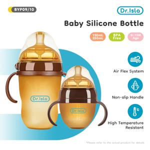 MAMIJOY 150ml/250ml 손잡이가있는 아기 실리콘 병 나노 실버 항균 아기 이유식 안티 질식 젖꼭지 병 BPA 무료