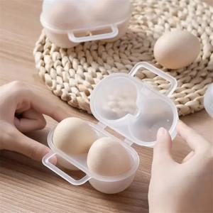 1pc 2 셀 야외 휴대용 계란 상자 플라스틱 계란 트레이 냉장고 계란 보관 상자 충격 흡수 및 안티 드롭 계란 로드