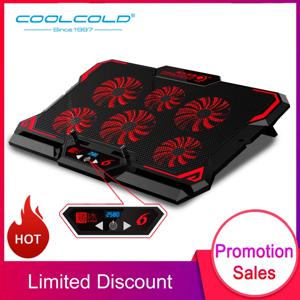 COOLCOLD 17 인치 게임용 노트북 쿨러 6 팬 Led 스크린 2 개의 USB 포트 2600RPM 노트북 냉각 패드 노트북 스탠드