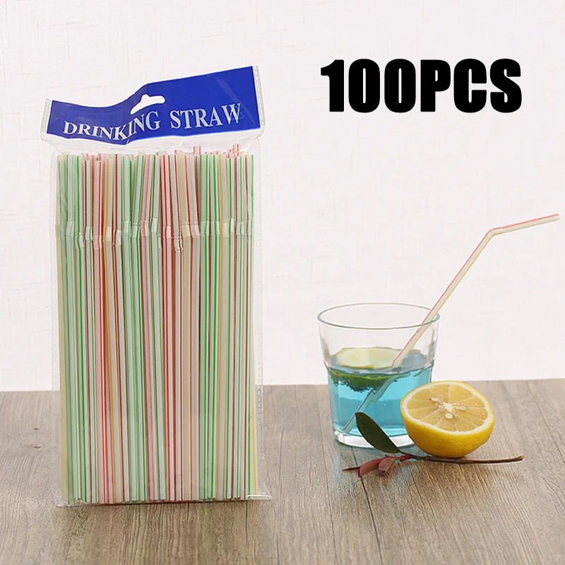 100Pcs 다채로운 구부릴 수있는 밀짚 우유 차 바 파티 Rietjes 마시는 결혼식 주방 음료 빨대에 대 한 Kunststof 밀짚을 마시는