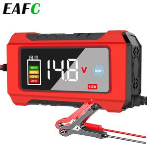 자동차 배터리 충전기 12V 6A 펄스 수리 기능이있는 스마트 자동차 충전기 배터리 유지 보수 트럭 오토바이 잔디 깎는 기계