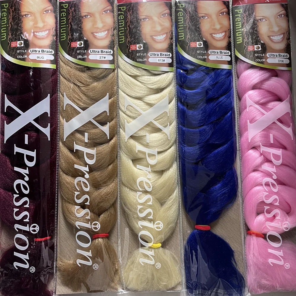 82 인치 점보 브레이드 헤어 합성 Xpression Braids 크로 셰 뜨개질 헤어 익스텐션 165g Pre Stretched Braid 여성용 도매