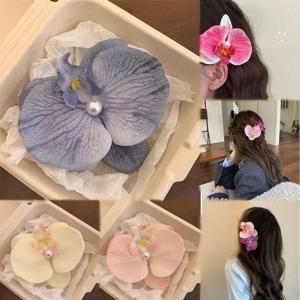 호접란 진주 헤어 클립, 난초 나비 헤어 클립, 덕빌 클립, 헤어 액세서리, 활 꽃 헤어 클립, 헤어 스타일링 도구