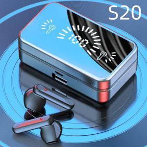 S20 Audifonos 게임용 인이어 헤드폰, 블루투스 V5.2, 이어폰 미러 무선 헤드셋, 디지털 디스플레이, S20 TWS 이어버드, 인기 판매