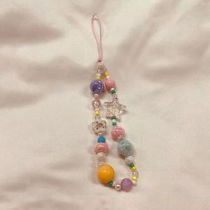 DIY 컬러풀 비드 휴대폰 체인, 분실 방지, 매력적인 휴대폰 스트랩, 귀여운 펜던트 랜야드, 소녀 휴대폰 손목 스트랩, 키체인