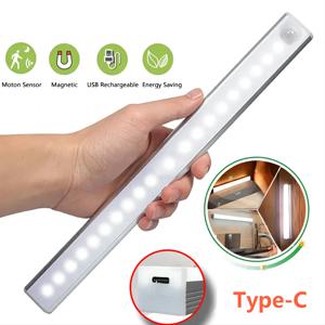 LED 바 조명 모션 센서 캐비닛 램프 아래 LED 충전식 야간 조명 계단 옷장 룸 통로 감지기 실내 조명