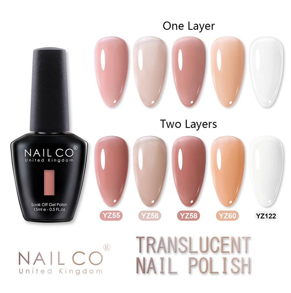 NAILCO 15ml 투명 누드 컬러 시리즈 젤리 젤 매니큐어 핑크 레드 네일 아트 매니큐어 젤 바니시 Gellack Design Lacquer