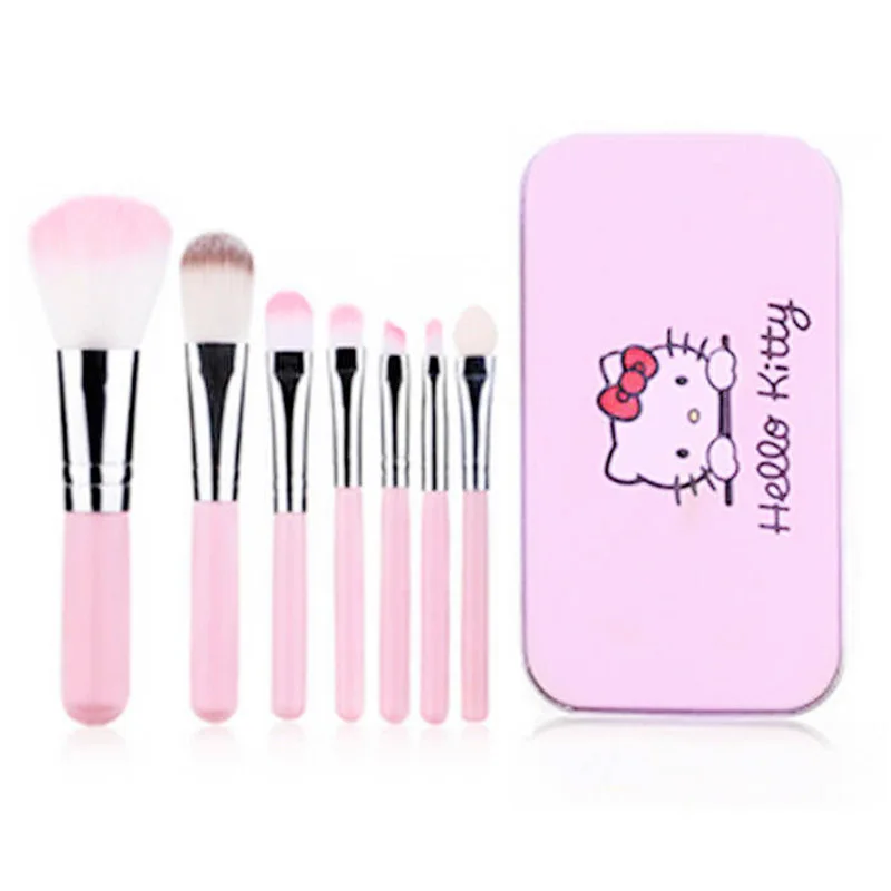 7Pcs 세트 메이크업 브러쉬 Sanrio Anime 헬로 키티 다기능 귀여운 카와이 소녀 Hellokitty Y2K 화장품 도구 보관 정장 선물