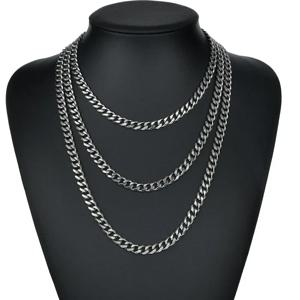 남자를위한 3.5-7MM 와이드 스테인레스 스틸 목걸이 펑크 쿠바 링크 체인 초커 여성 힙합 패션 파티 쥬얼리 액세서리