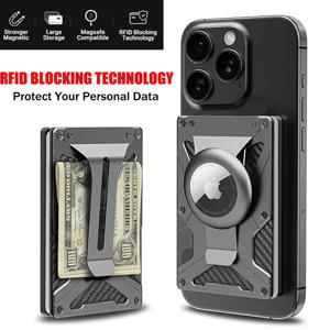 Mag Safe Wallet 머니 클립, 에어 태그 홀더 및 머니 클립, [자기 및 비자성 휴대폰용 자기 시트 1개 포함]