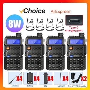 4Pcs Baofeng UV-5R 8W/5W 트라이 파워 워키 토키 고출력 듀얼 밴드 장거리 휴대용 핸드 헬드 UV 5R 라디오