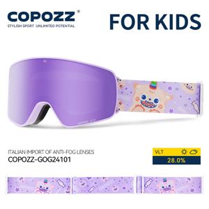 COPOZZ 어린이를위한 마그네틱 키즈 스키 고글 UV400 안개 방지 마스크 안경 소녀 소년 스노우 보드 고글 맞춤형 스트랩
