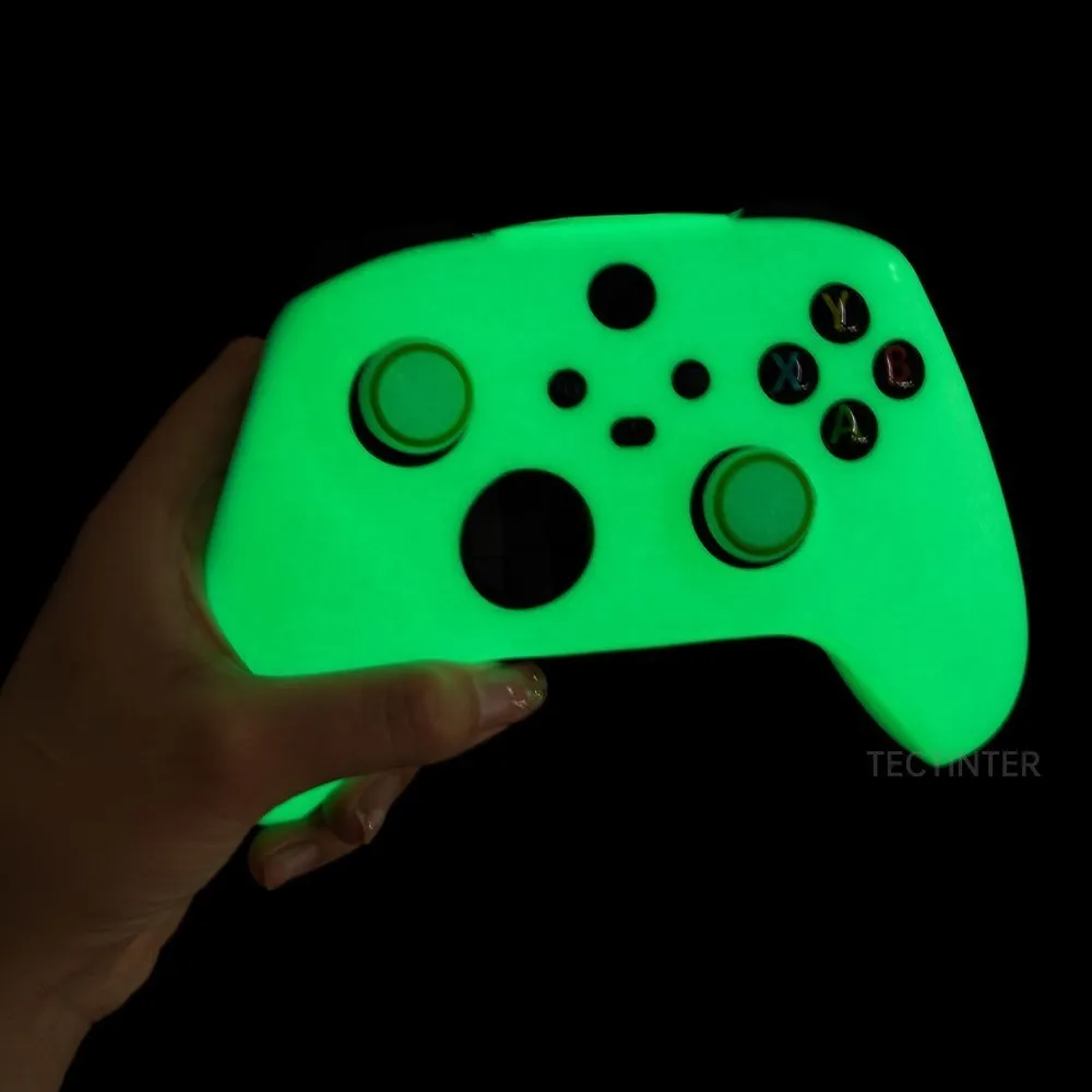 Xbox 시리즈 X/S 게임 패드용 보호 케이스 Xbox 시리즈 S 조이스틱 액세서리용 실리콘 빛나는 녹색 빛나는 커버 쉘