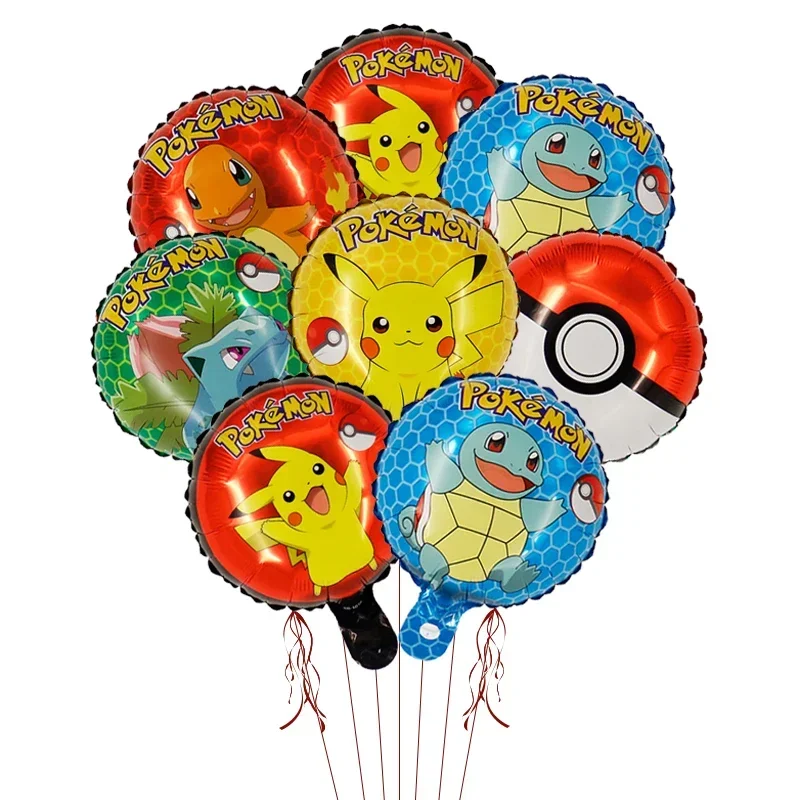 10 인치 포켓몬 원형 알루미늄 필름 풍선 어린이 생일 파티 피카추 Squirtle 만화 공 베이비 샤워 장난감 선물
