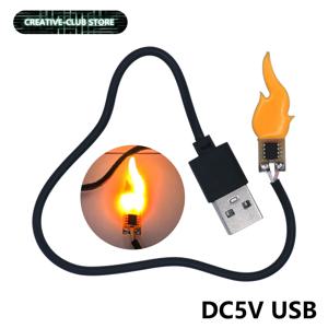 LED 플래시 캔들 조명 및 USB 인터페이스 DC 5V 2200K 에디슨 플레임 필라멘트 생일 파티 장식 전구 액세서리 DIY