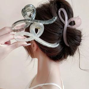 여자를위한 우아한 젤리 컬러 활 머리 발톱 여자 달콤한 머리 장식 뒤로 머리띠 헤어 클립 머리핀 패션 헤어 액세서리