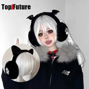고딕 로리타 이어머프 펑크 디자이너 모피 이어 머프, 다크 ff 이어 워머, 고딕 스팀펑크 이어, 악마의 날개, 사이클링 이어백
