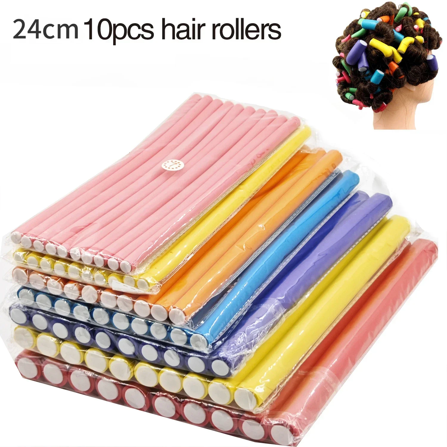 10pcs 유연한 헤어 컬링로드 헤어 컬러 메이커 소프트 폼 벤디 트위스트 컬 플렉시 롤러 스타일링 도구 헤어 롤러 열 없음