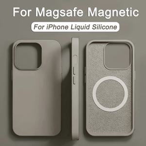 Apple iPhone 16 15 14 13 12 11 Pro Max Plus 액체 실리콘 무선 충전 전화 케이스 커버 용 원래 Magsafe 자기 케이스