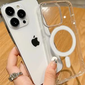 iPhone 16 15 11 12 13 14 Pro Max 자기 투명 아크릴 케이스 고급 투명 무선 충전 커버