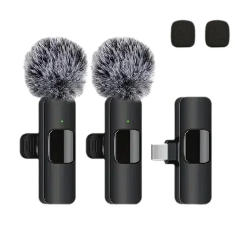 2.4G 무선 라 발리에 마이크 휴대용 오디오 비디오 녹화 iPhone 용 미니 마이크 안드로이드 라이브 방송 게임 전화