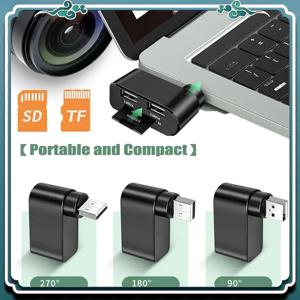 프리미엄 4 In 1 회전식 USB 허브, 노트북 허브, 휴대용 180도 회전 USB 허브, USB 허브 도킹 스테이션(블랙+화이트)