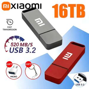 샤오미 정품 펜 드라이브 16TB USB 3.2 플래시 드라이브 고속 펜 드라이브 타입-C 메탈 USB 메모리 컴퓨터 저장 장치용