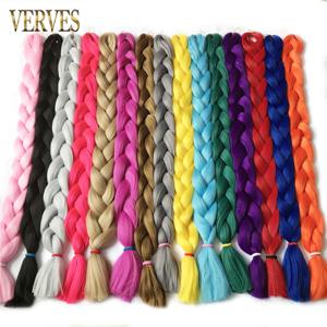 VERVES 브레이드 헤어 100 cm 합성 열 섬유 브레이드 165g/조각 여성 퓨어 컬러 점보 브레이드 헤어 익스텐션 핑크