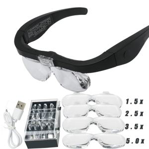 돋보기 Magnifier1.5X 2.5X 3.5X 5.0X USB 보석상 독서 용 LED 조명으로 충전식 시계 제조 업체 수리 착용