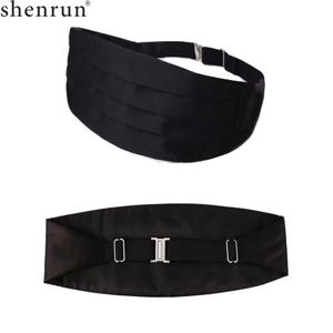 Shenrun 남자 턱시도 새틴 Cummerbund Tailcoat 화이트 블랙 레드 신랑 Cummerbunds 가수 음악가 조절 허리 벨트 허리 라인