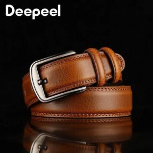 Deepeel 남성용 2 번째 소가죽 벨트, 남성 디자이너 비즈니스 허리띠, 성인용 청바지 공예 액세서리, 3.7*110-130cm, 1PC