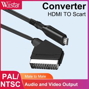 HDTV 스카이 박스 DVD 텔레비전 신호 고급 변환기 용 USB 케이블이있는 1080P SCART HDMI 비디오 오디오 변환기
