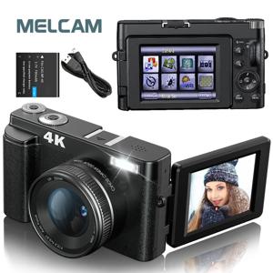 사진 및 비디오용 4K 디지털 카메라 자동 초점 손떨림 방지 48MP 컴팩트 블로깅 카메라 3'' 180 °   플래시로 화면 뒤집기