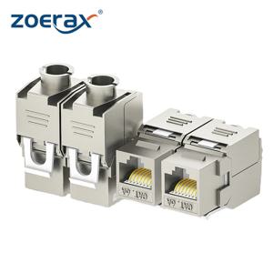 ZOERAX 아연 합금 모듈 잭 어댑터 커플러, Cat6a Cat7 키스톤 잭 Cat7 RJ45 STP 도구 없는 유형, 22-26 AWG 케이블용, 1 개