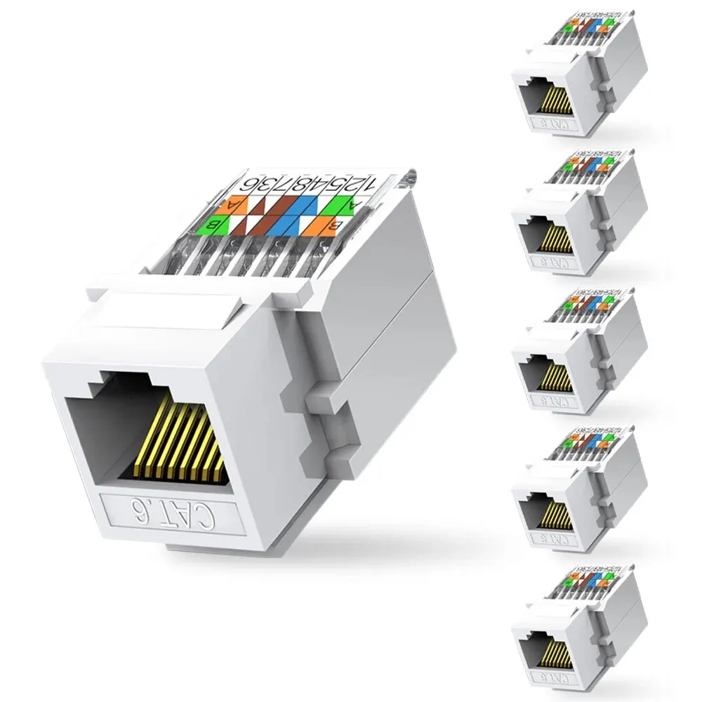 ZoeRax 6pcs Cat6 도구가 필요 없는 RJ45 키스톤 잭, 펀치다운 도구 필요 없음 모듈 커플러, 흰색