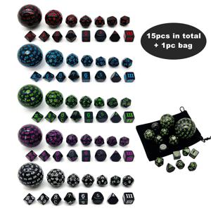 다면체 주사위 세트 DND 큐브 POP D3-D100 아크릴 주사위 세트 선물용 15 Pcs DND 게임 RPG 보드 게임 액세서리